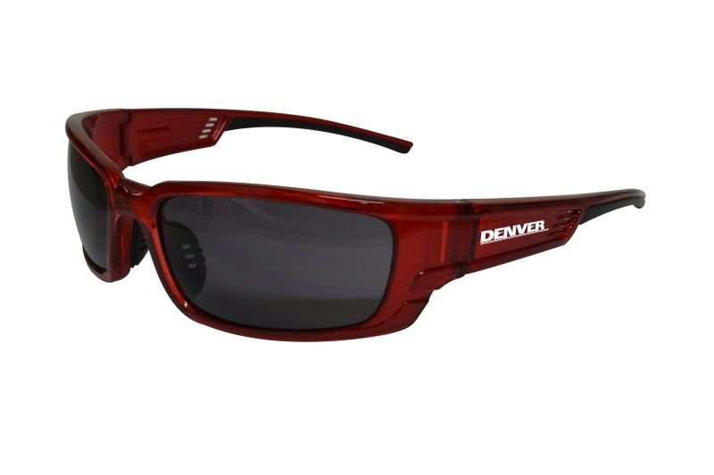 DENVER Premium Safety Glasses, Red Frame - Smoke Lens