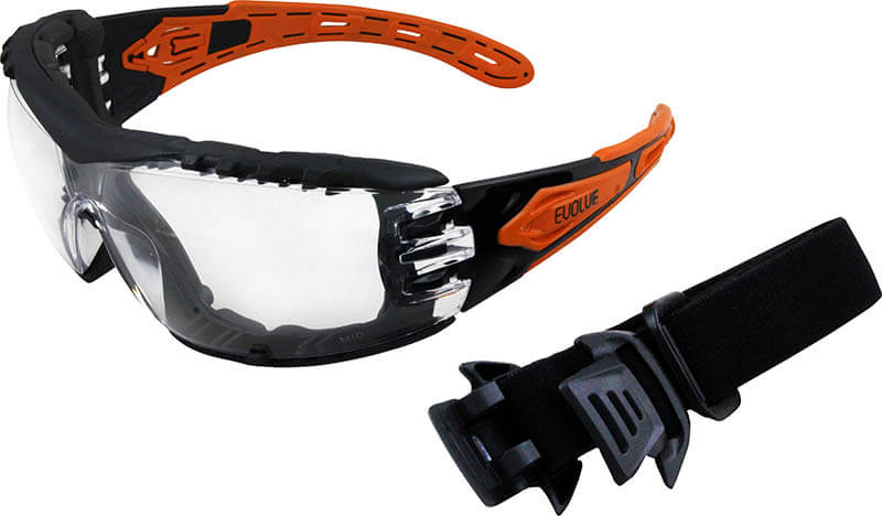 EVOLVE Safety Glasses with Gasket & Headband - Clear Lens