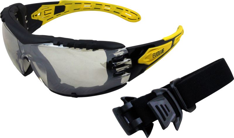 EVOLVE Safety Glasses with Gasket & Headband - Silver Mirror Lens