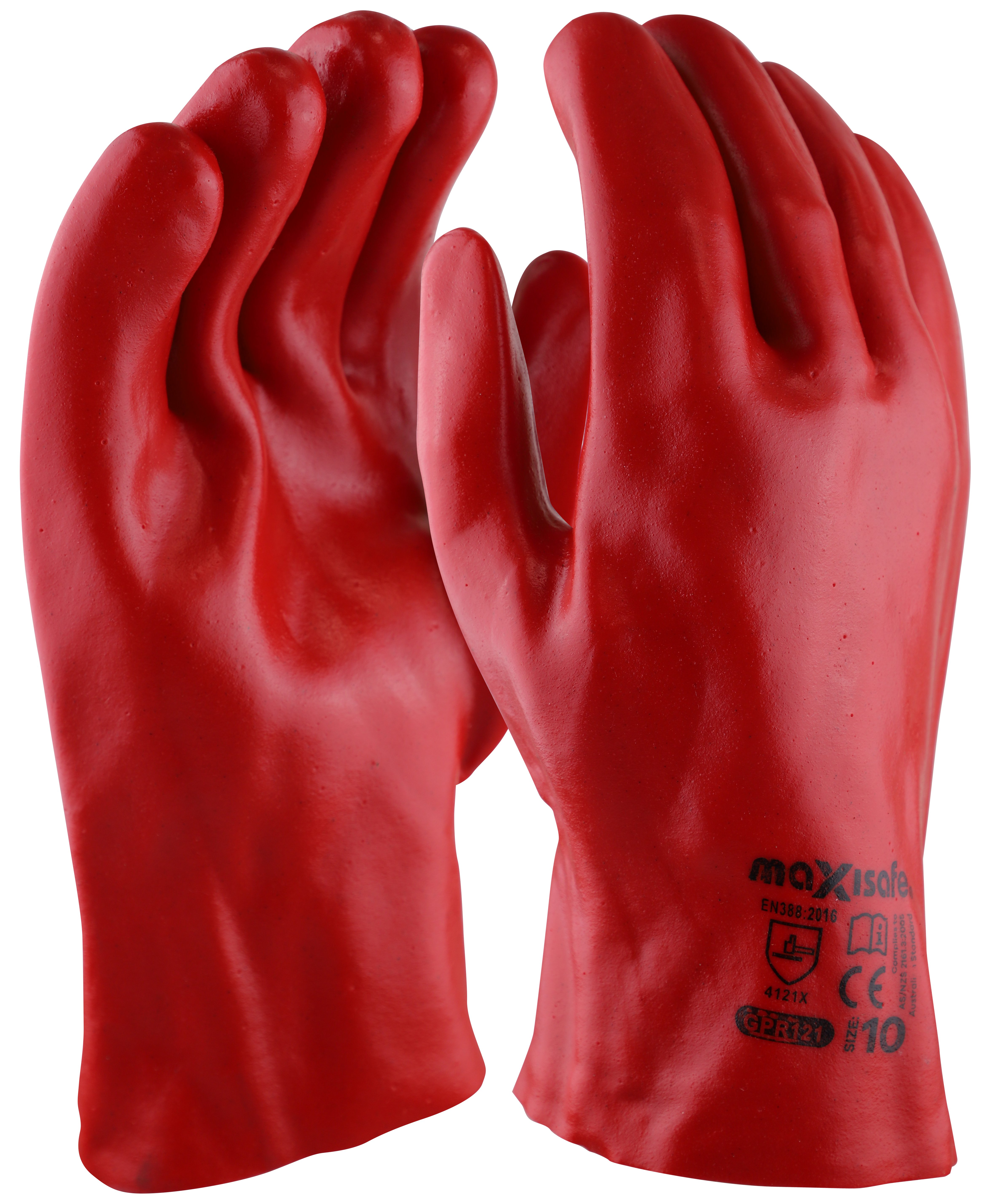 Maxisafe Red PVC single dipped, Retail Carded