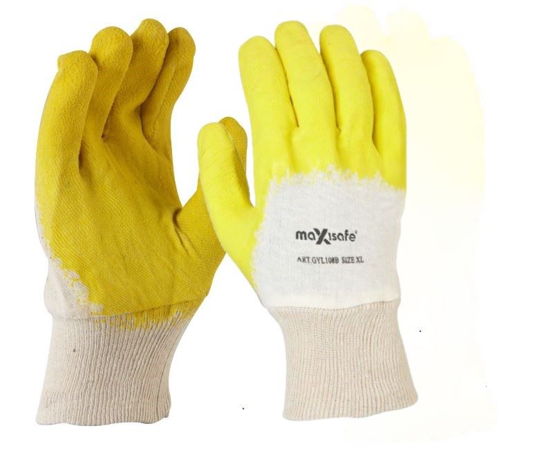 Economy Yellow Latex Glass Gripper Glove, Retail Carded