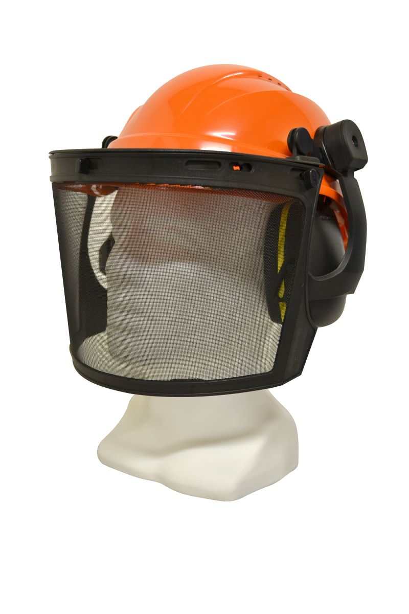 Forestry Kit - Orange Helmet with Mesh Visor & Muff