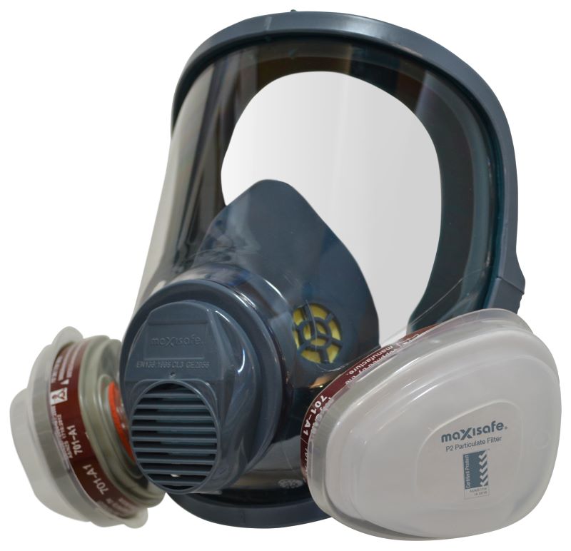 MaxiGuard Full Face Silicone Respirator with A1P2 Filter-Medium