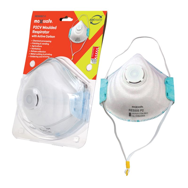P2 Moulded Respirator with Carbon filter and Valve, card of 3