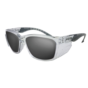 Rayzr Safety Glasses - Clear Frame - Smoke Lens