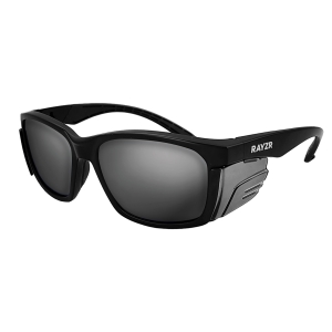 Rayzr Safety Glasses - Matte Black Frame - Smoke Lens Polarised