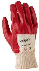 Maxisafe Red PVC single dipped - Knit Wrist