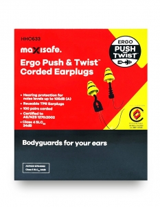 Ergo Push & Twist Corded Earplugs - Class 4