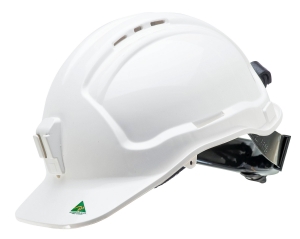 Tuffgard Vented Hard Hat with Ratchet Harness and plastic lamp bracket